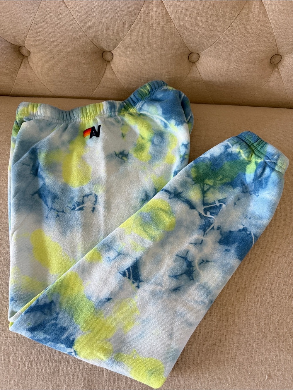 Aviator Nation Tie-Dye Sweatpants - Blue & Yellow